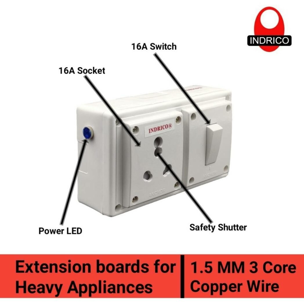 Indrico Extension Board With Long Wire Mm Socket Switch