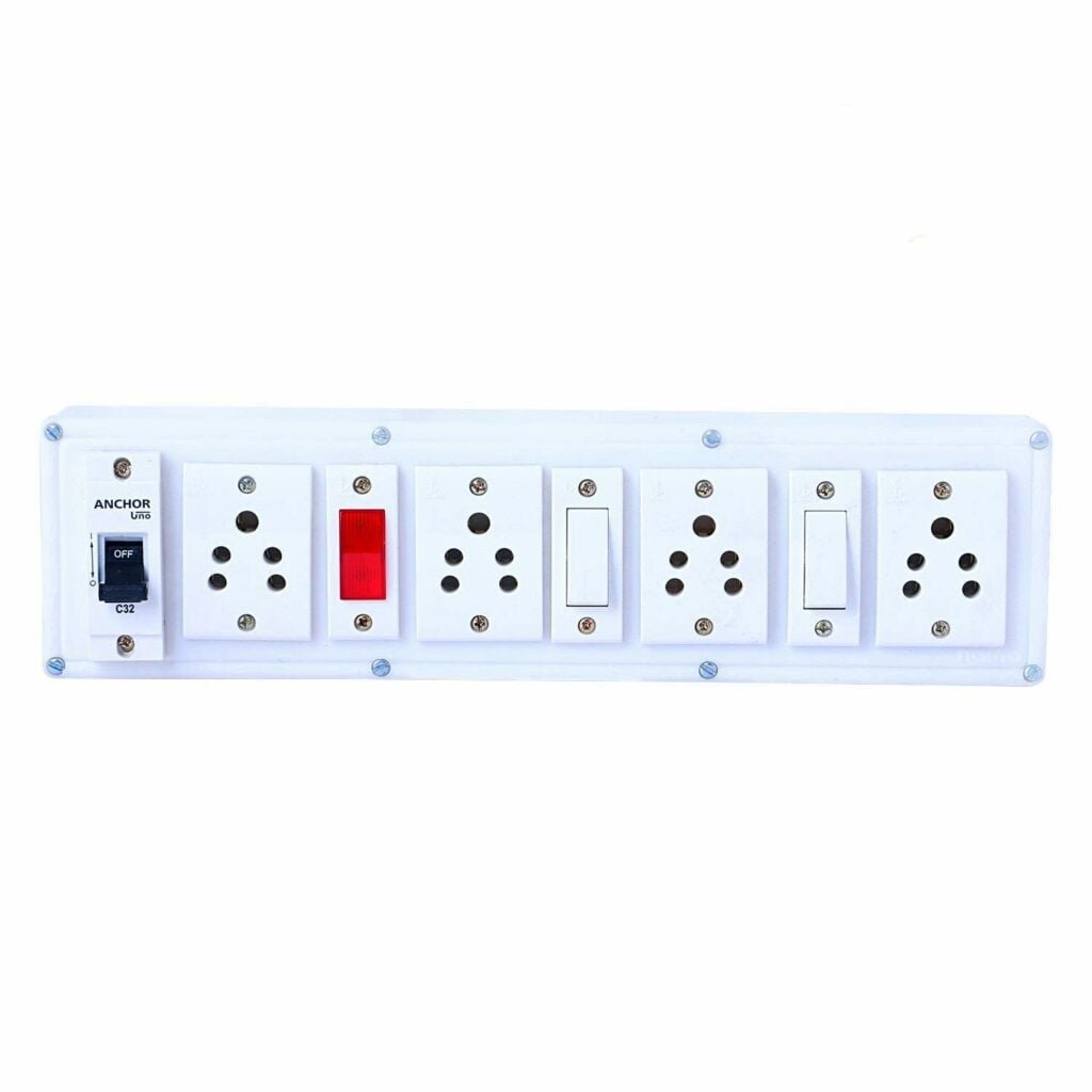 INDRICO Extension Multi Outlet Board 2 Anchor Switches and 4 Anchor