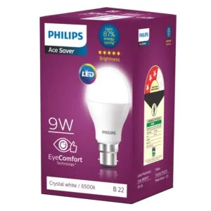 Philips Base B22 9-Watt LED Bulb White - Pack of 2