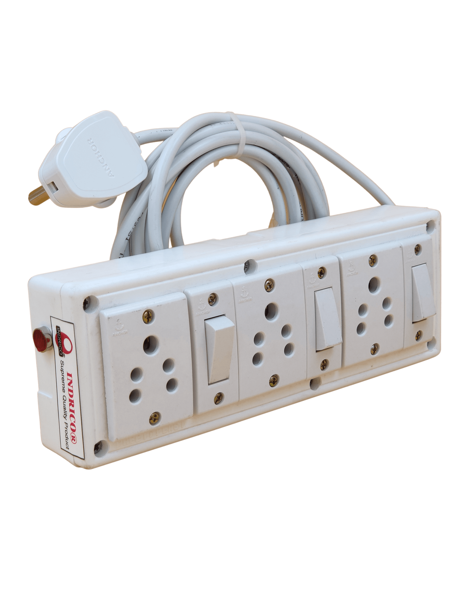 INDRICO Junction Box with Individual Switch 3+3 (Max. rating 1200W) PVC  White Pack of 1[HSN CODE: 8537] - INDRICO®