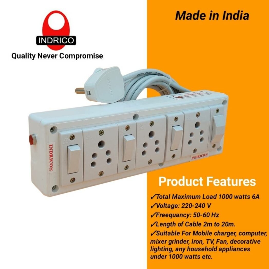 INDRICO Electrical Power Junction Box with Individual Switches Sockets ...