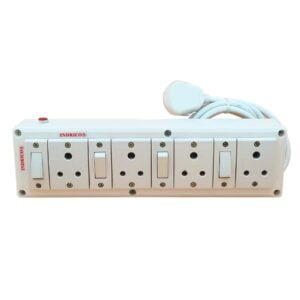 INDRICO 3 Pins Multi Outlet Extension Boards With Cable Individual Switch White