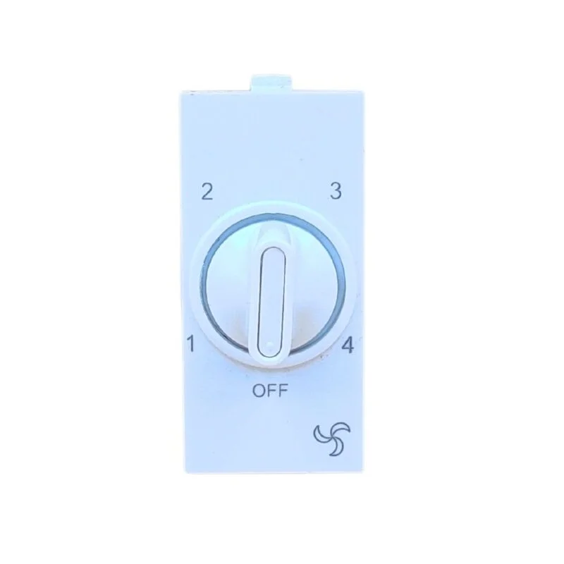 INDRICO Switch Type Modular Fan Regulator 1M, 4 Step type for Home, Office white